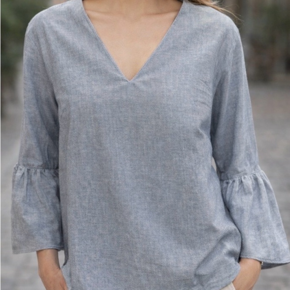Banana Republic Blue V-Neck Blouse